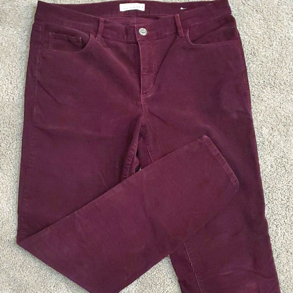 LOFT dark mauve cordory pants